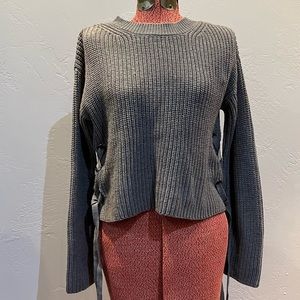 Grey Sweater with Hip-Tie Detail